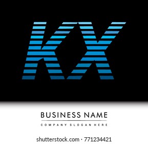 initial letter logo KX colored blue with striped compotition, Vector logo design template elements for your business or company identity
