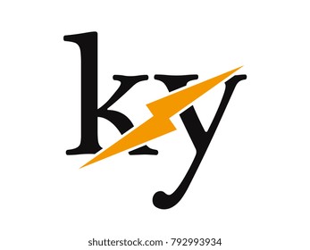 Initial letter logo ky lowercase thunder vector design