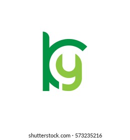 initial letter logo ky, yk, y inside k rounded lowercase green flat