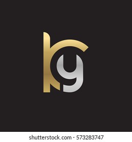 initial letter logo ky, yk, y inside k rounded lowercase logo gold silver