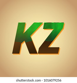initial letter logo KZ colored green and brown with striped composition, Vector logo design template elements for your business or company identity