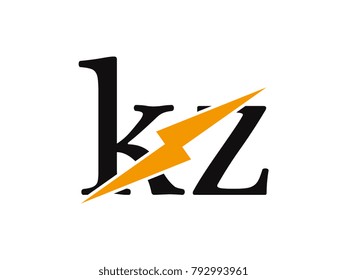 Initial letter logo kz lowercase thunder vector design