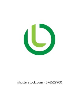 initial letter logo l inside circle shape, ol, lo, l inside o rounded lowercase green flat