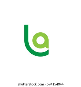 initial letter logo la, al, circle rounded lowercase green flat