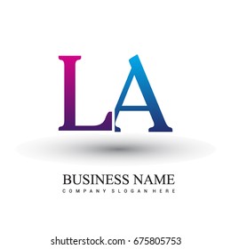 initial letter logo LA colored red and blue, Vector logo design template elements for your business or company identity