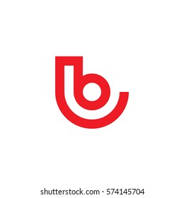 initial letter logo lb, bl, circle rounded lowercase red flat