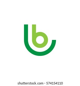 initial letter logo lb, bl, circle rounded lowercase green flat