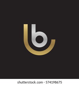 initial letter logo lb, bl, circle rounded lowercase logo gold silver