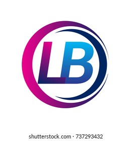 initial letter logo LB company name blue and magenta color on circle and swoosh design. vector logotype for business and company identity.