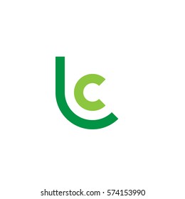initial letter logo lc, cl, circle rounded lowercase green flat