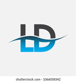 Initial letter logo LD company name blue and black color swoosh design. vector logotype for business and company identity.