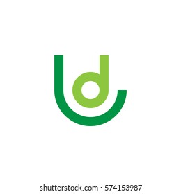 initial letter logo ld, dl, circle rounded lowercase green flat