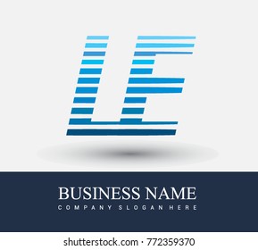 initial letter logo LE colored blue with striped compotition, Vector logo design template elements for your business or company identity

