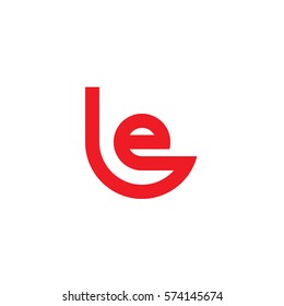 initial letter logo le, el, circle rounded lowercase red flat