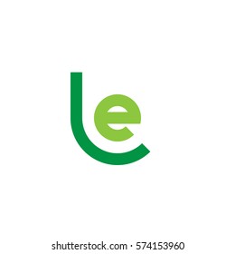 initial letter logo le, el, circle rounded lowercase green flat