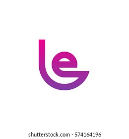 initial letter logo le, el, circle rounded lowercase purple pink