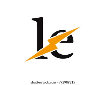 Initial letter logo le lowercase thunder vector design