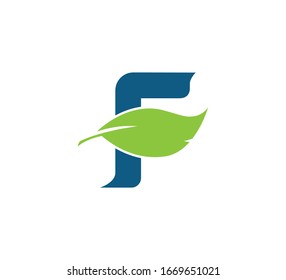 Initial Letter Logo Leaf Green Blue F