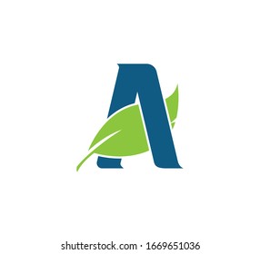 Initial Letter Logo Leaf Green Blue A