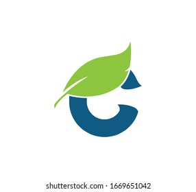 Initial Letter Logo Leaf Green Blue C