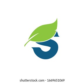 Initial Letter Logo Leaf Green Blue S