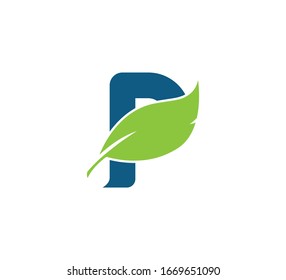 Initial Letter Logo Leaf Green Blue P