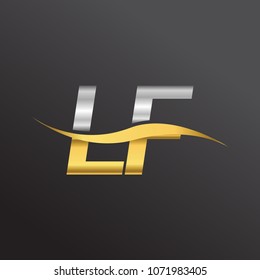 initial letter logo LF company name gold and silver color swoosh design. vector logotype for business and company identity.