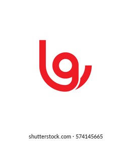 initial letter logo lg, gl, circle rounded lowercase red flat