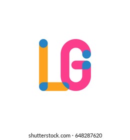 Initial letter logo LG overlapping round line, yellow blue magenta