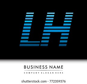 initial letter logo LH colored blue with striped compotition, Vector logo design template elements for your business or company identity
