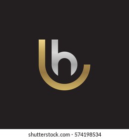 initial letter logo lh, hl, circle rounded lowercase logo gold silver