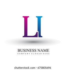 initial letter logo LI colored red and blue, Vector logo design template elements for your business or company identity
