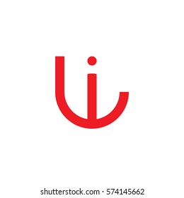 initial letter logo li, il, circle rounded lowercase red flat
