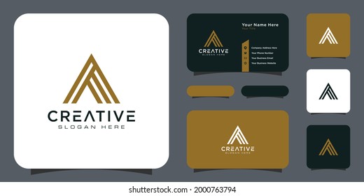 letra inicial Diseño vectorial de línea de logotipo A