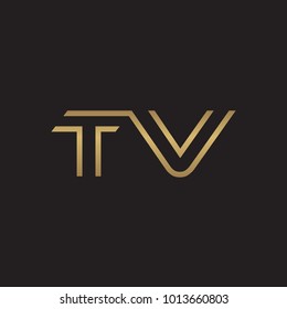 initial letter logo line unique modern, gold color