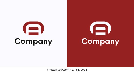 Initial Letter A Logo. Linear Ellipse Style with Negative Space A Icon inside isolated on White and Red Background. Usable for Business and Technology Logos. Flat Vector Logo Design Template Element.