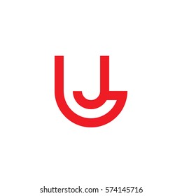 initial letter logo lj, jl, circle rounded lowercase red flat