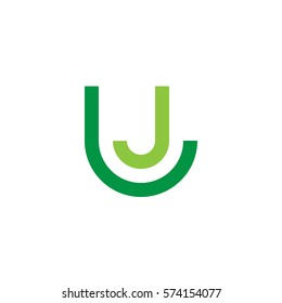 initial letter logo lj, jl, circle rounded lowercase green flat