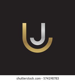 initial letter logo lj, jl, circle rounded lowercase logo gold silver