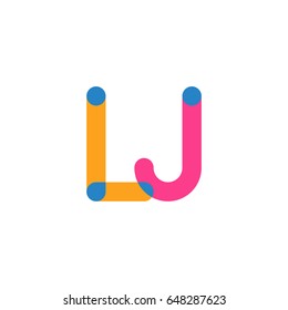 Initial letter logo LJ overlapping round line, yellow blue magenta