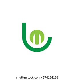 initial letter logo lm, ml, circle rounded lowercase green flat