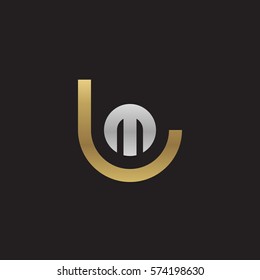 initial letter logo lm, ml, circle rounded lowercase logo gold silver