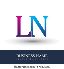initial letter logo LN colored red and blue, Vector logo design template elements for your business or company identity