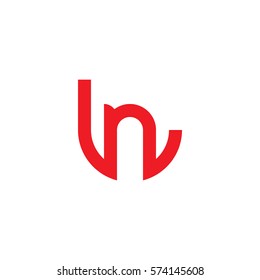 initial letter logo ln, nl, circle rounded lowercase red flat
