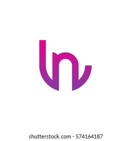 initial letter logo ln, nl, circle rounded lowercase purple pink