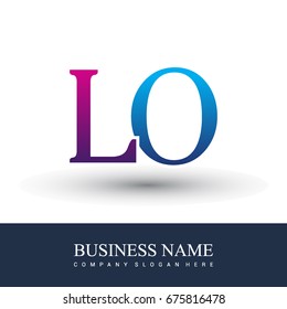 initial letter logo LO colored red and blue, Vector logo design template elements for your business or company identity