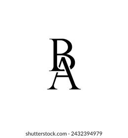 Initial Letter Logo. Logotype design. Simple Luxury Black on White Background Flat Vector BA