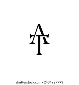 Initial Letter Logo. Logotype design. Simple Luxury Black Flat Vector TA AT
