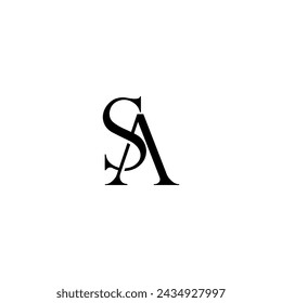 Initial Letter Logo. Logotype design. Simple Luxury Black Flat Vector SA