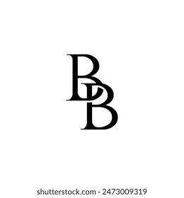 Logotipo inicial de la letra. Diseño de logotipo. Simple negro de lujo sobre fondo blanco Vector plano BB